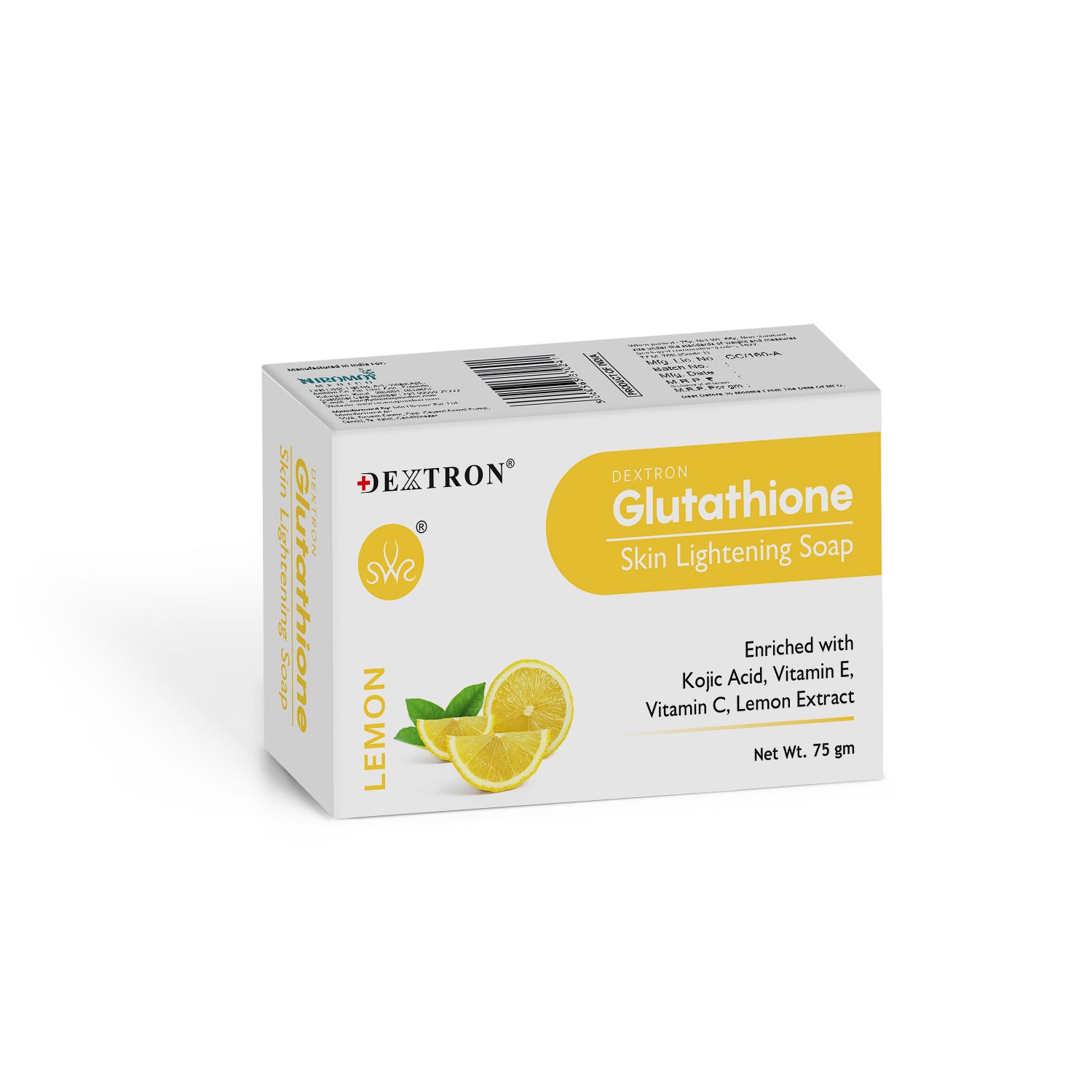 DEXTRON Glutathione Lemon Skin Lightening Soap with Kojic Acid, Vitamin C & Vitamin E – 75 gm