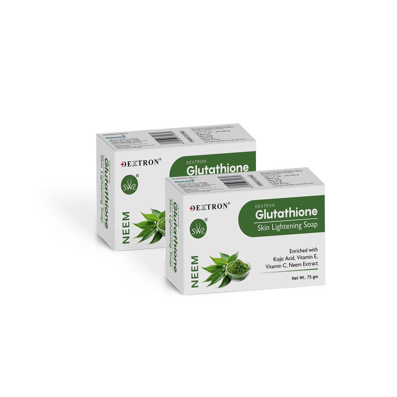 DEXTRON Glutathione Neem Skin Lightening Soap with Kojic Acid, Vitamin C & Vitamin E for Fresh & Clear Looking Skin – 75 gm