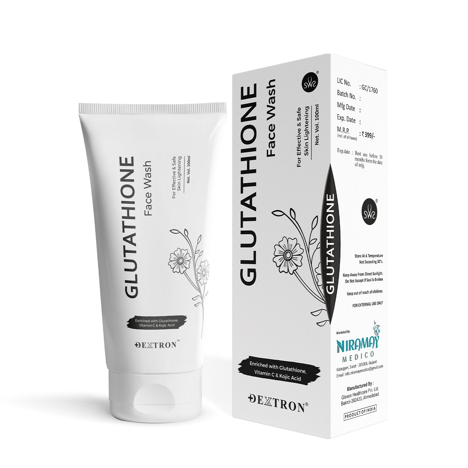 Dextron Glutathione Face Wash – Brightening & Skin Lightening

