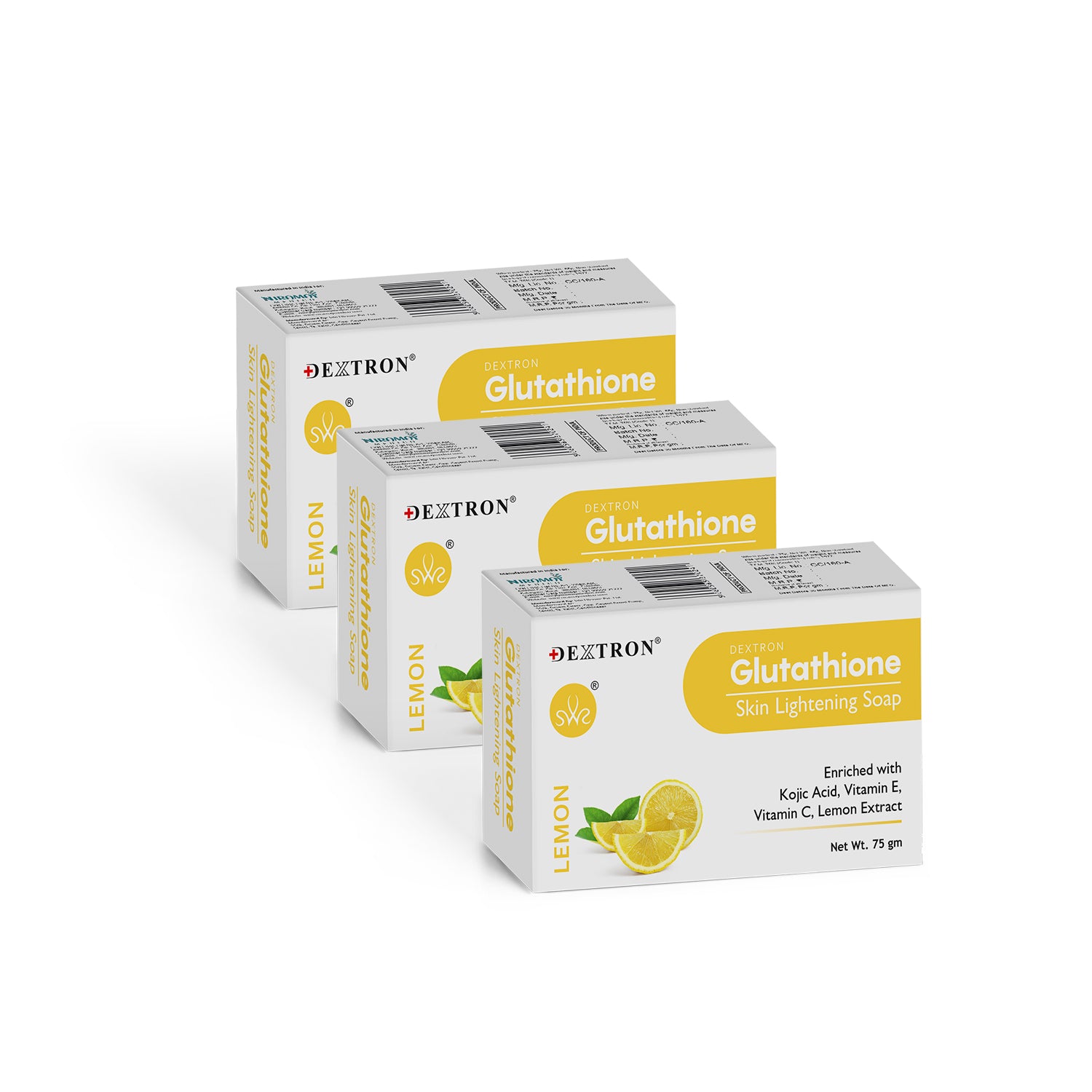 DEXTRON Glutathione Lemon Skin Lightening Soap with Kojic Acid, Vitamin C & Vitamin E – 75 gm