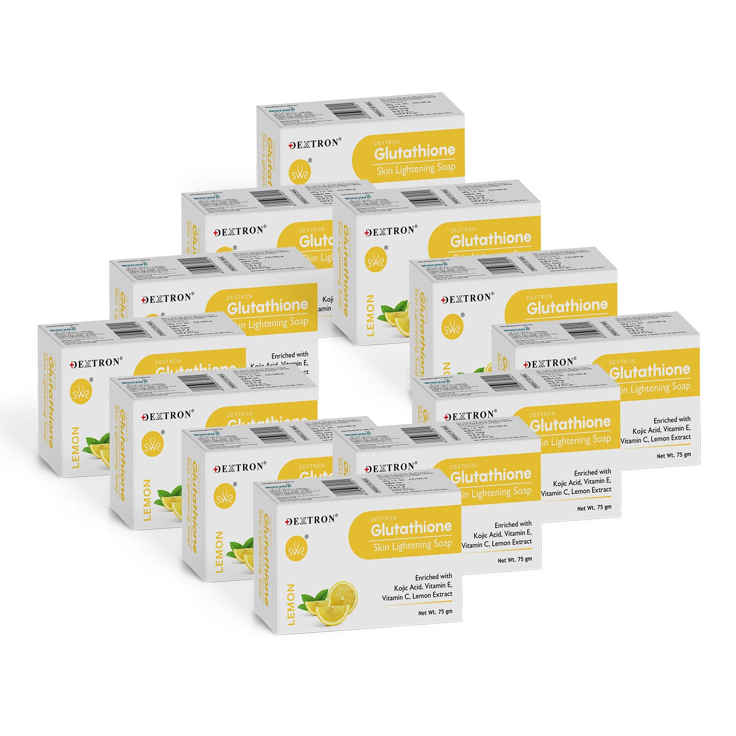 DEXTRON Glutathione Lemon Skin Lightening Soap with Kojic Acid, Vitamin C & Vitamin E – 75 gm
